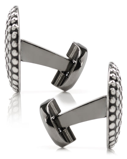 Silver Circle Dot Texture Cufflinks - My Men's Shop