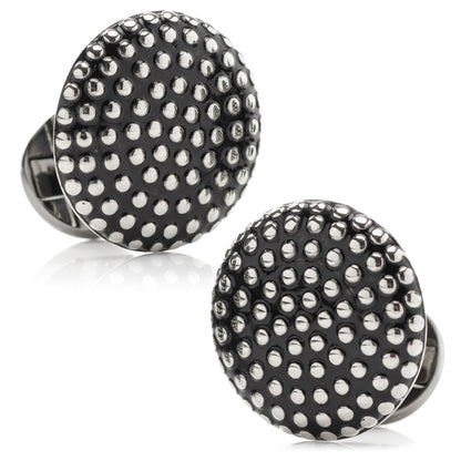 Silver Circle Dot Texture Cufflinks - My Men's Shop