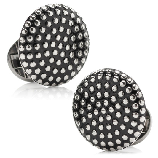 Silver Circle Dot Texture Cufflinks - My Men's Shop