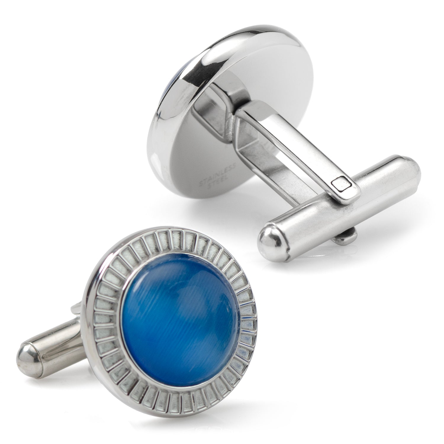 Radiant Blue Catseye Stainless Steel Cufflinks - My Men's Shop