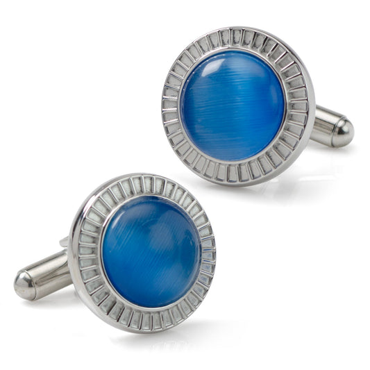 Radiant Blue Catseye Stainless Steel Cufflinks - My Men's Shop
