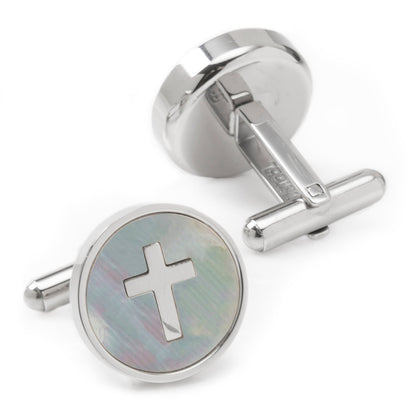 Cross Mother of Pearl Stainless Steel Cufflinks - My Men's Shop