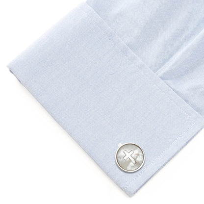 Cross Mother of Pearl Stainless Steel Cufflinks - My Men's Shop
