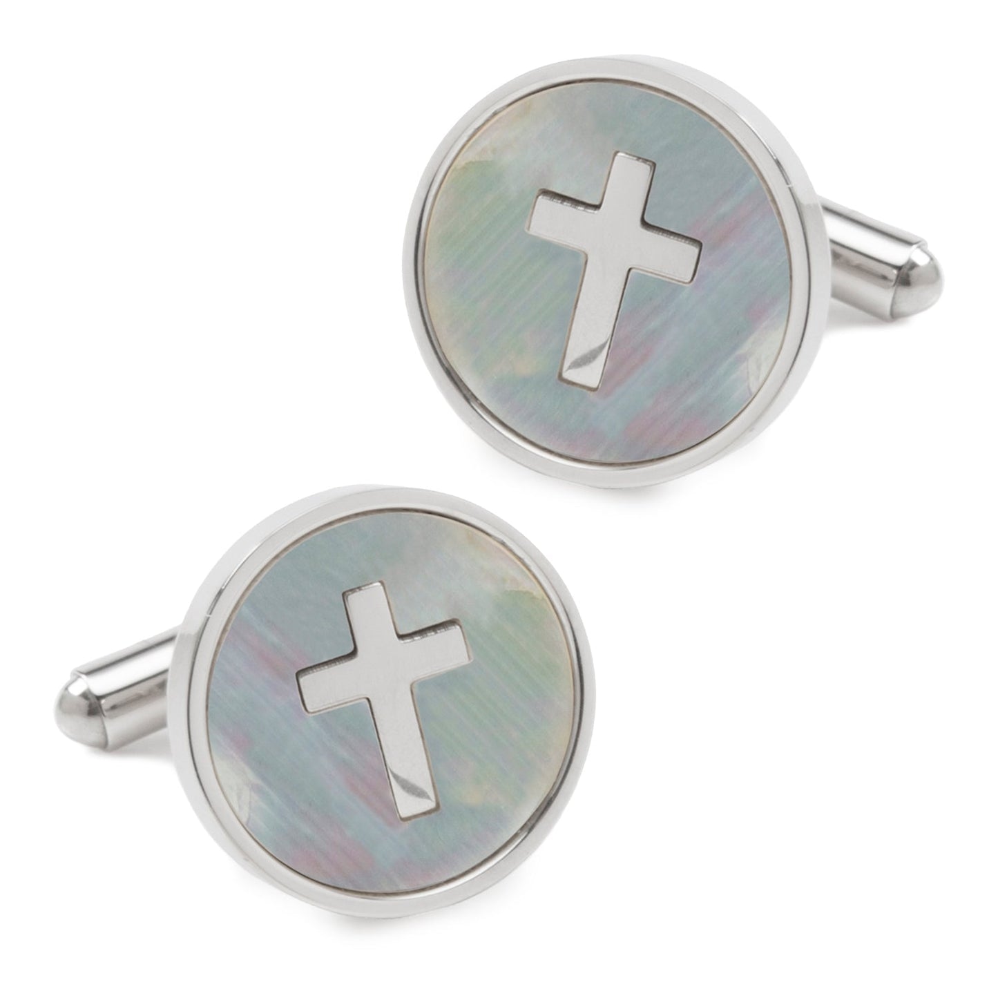Cross Mother of Pearl Stainless Steel Cufflinks - My Men's Shop