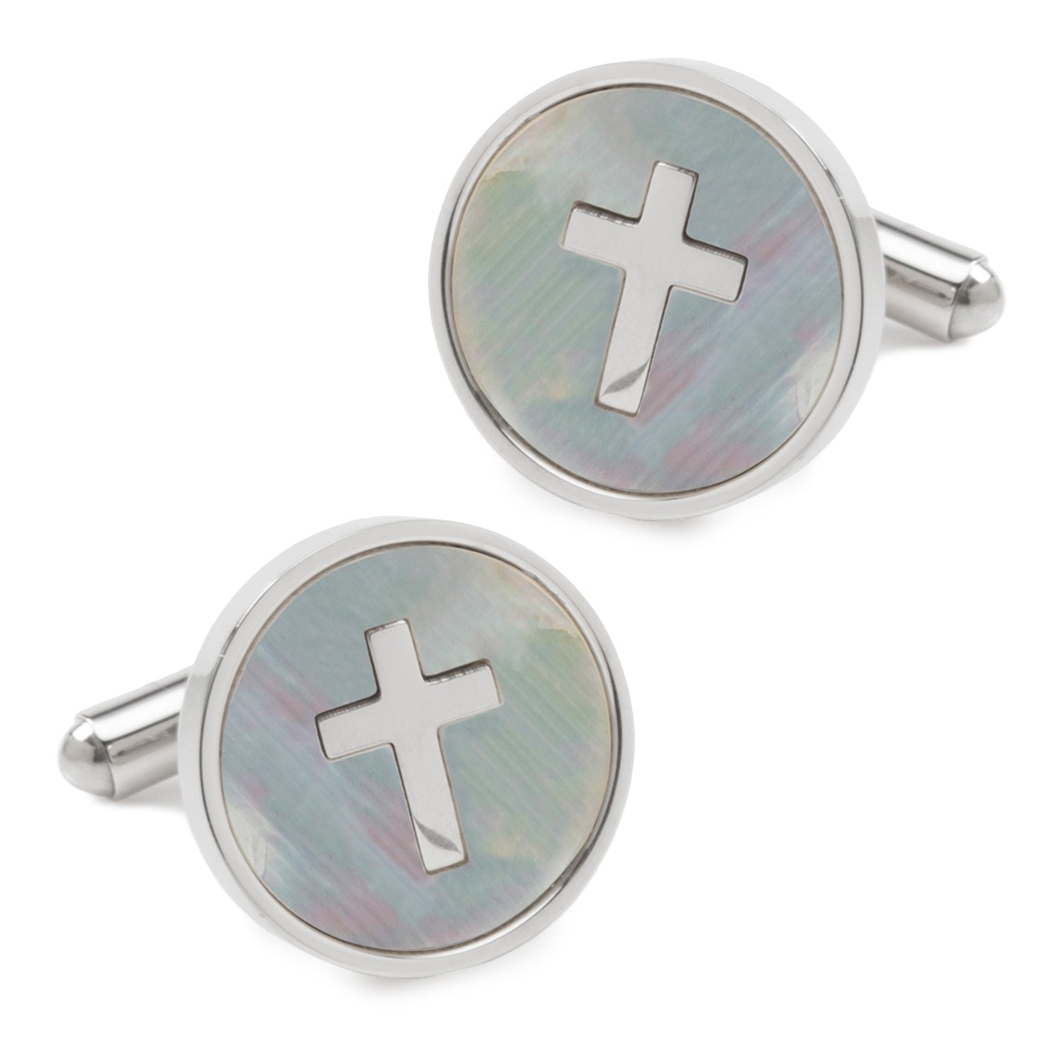 Cross Mother of Pearl Stainless Steel Cufflinks - My Men's Shop