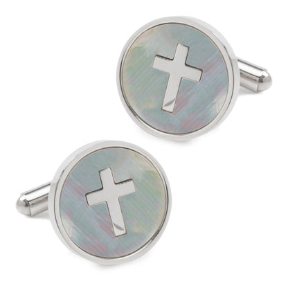 Cross Mother of Pearl Stainless Steel Cufflinks - My Men's Shop
