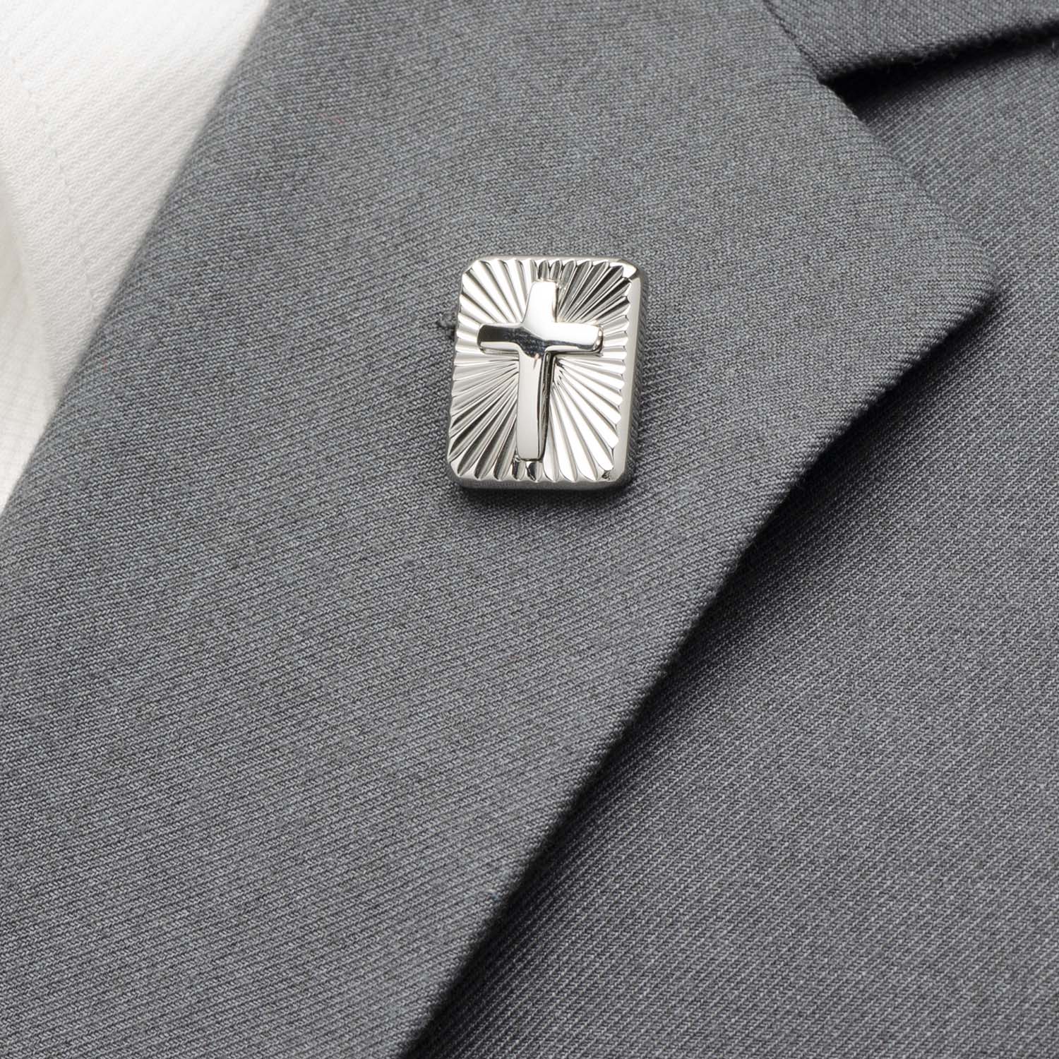 Stainless Steel Radiant Cross Lapel Pin - My Men's Shop