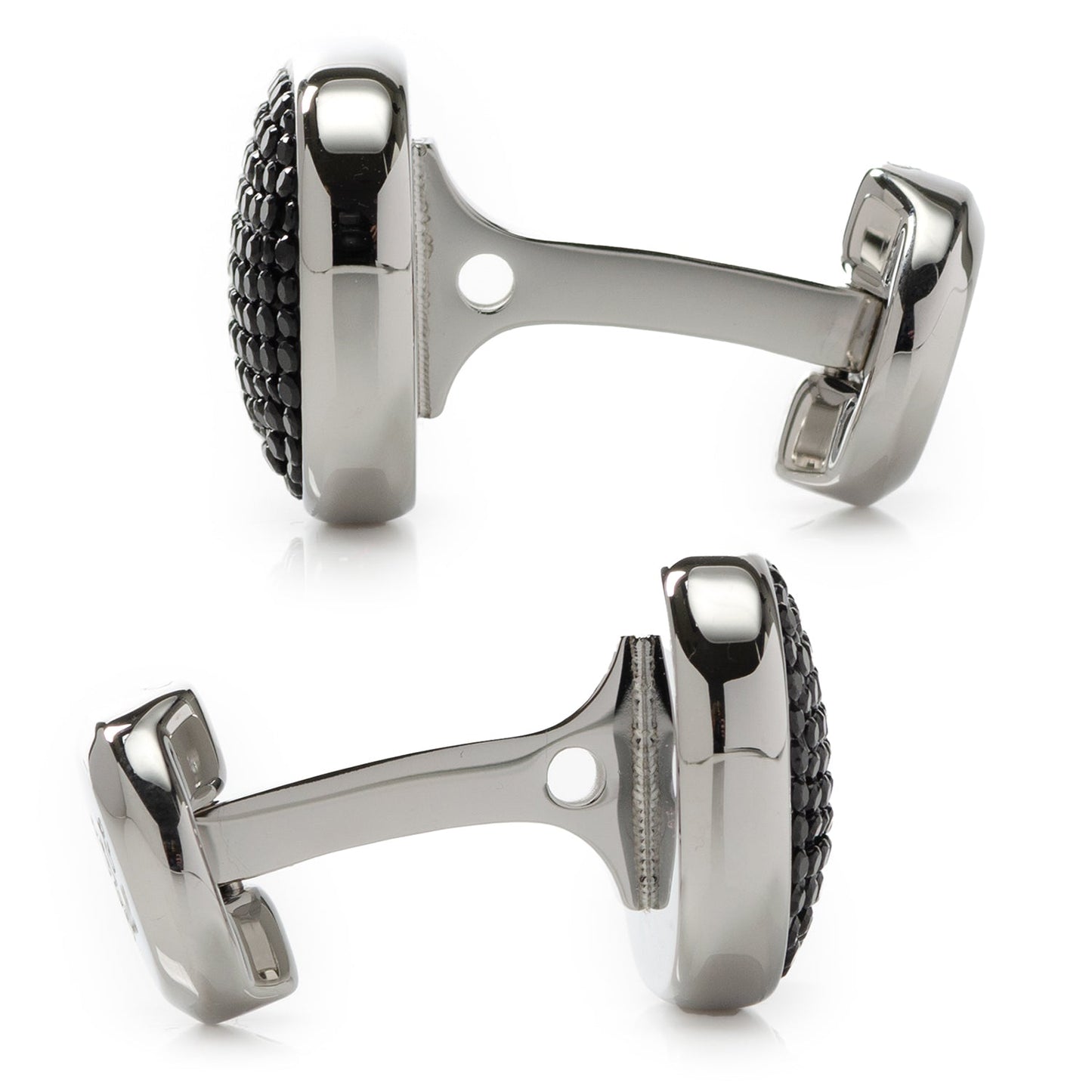 Gemelos de acero inoxidable con pavé de cristal negro