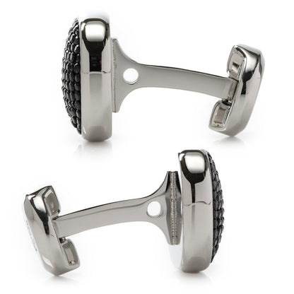 Gemelos de acero inoxidable con pavé de cristal negro