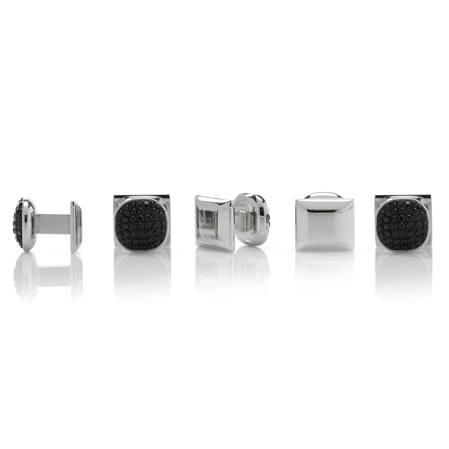 Stainless Steel Black Pave Crystal 5-Stud Set - My Men's Shop