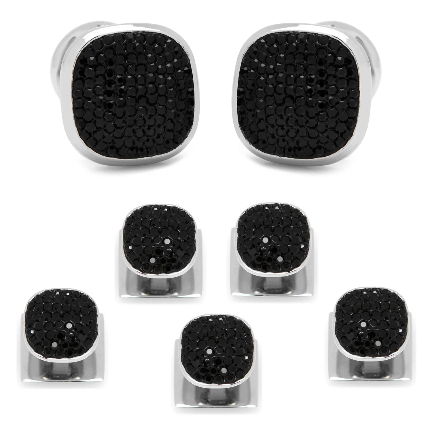 Stainless Steel Black Pave Crystal 5-Stud Set - My Men's Shop