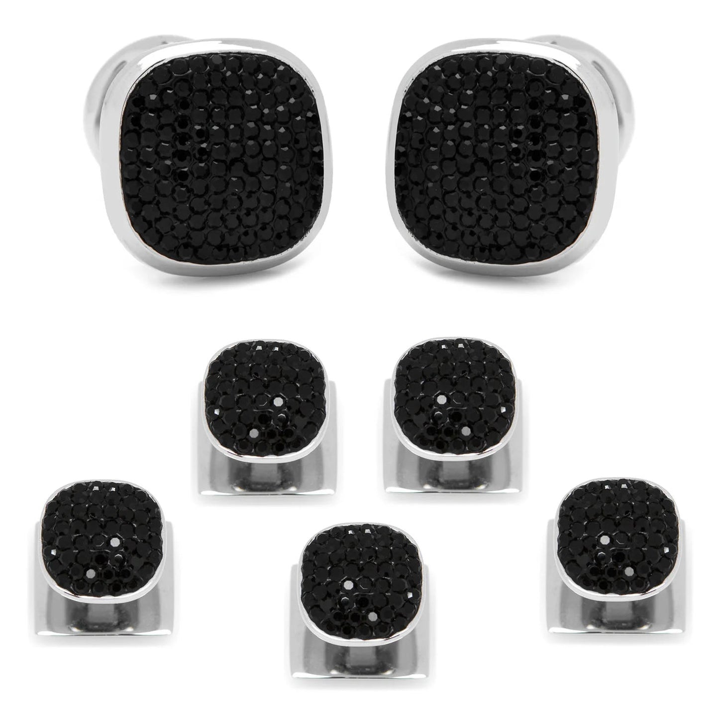 Conjunto de 5 aretes de cristal pavé negro de acero inoxidable
