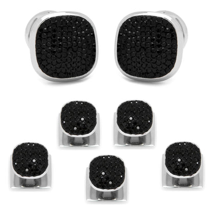 Conjunto de 5 aretes de cristal pavé negro de acero inoxidable