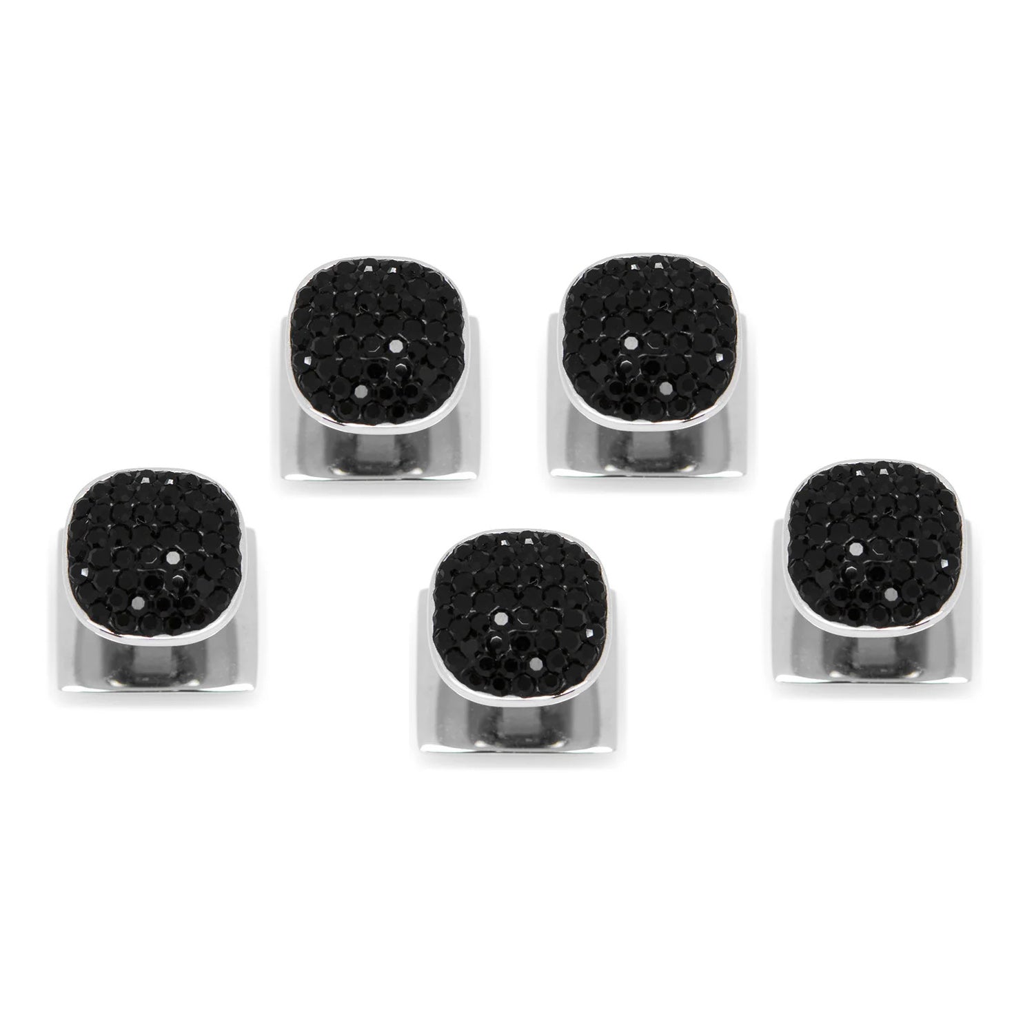 Stainless Steel with Black Pave Crystal 5-Studs - My Men's Shop