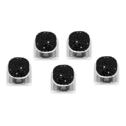 Stainless Steel with Black Pave Crystal 5-Studs - My Men's Shop