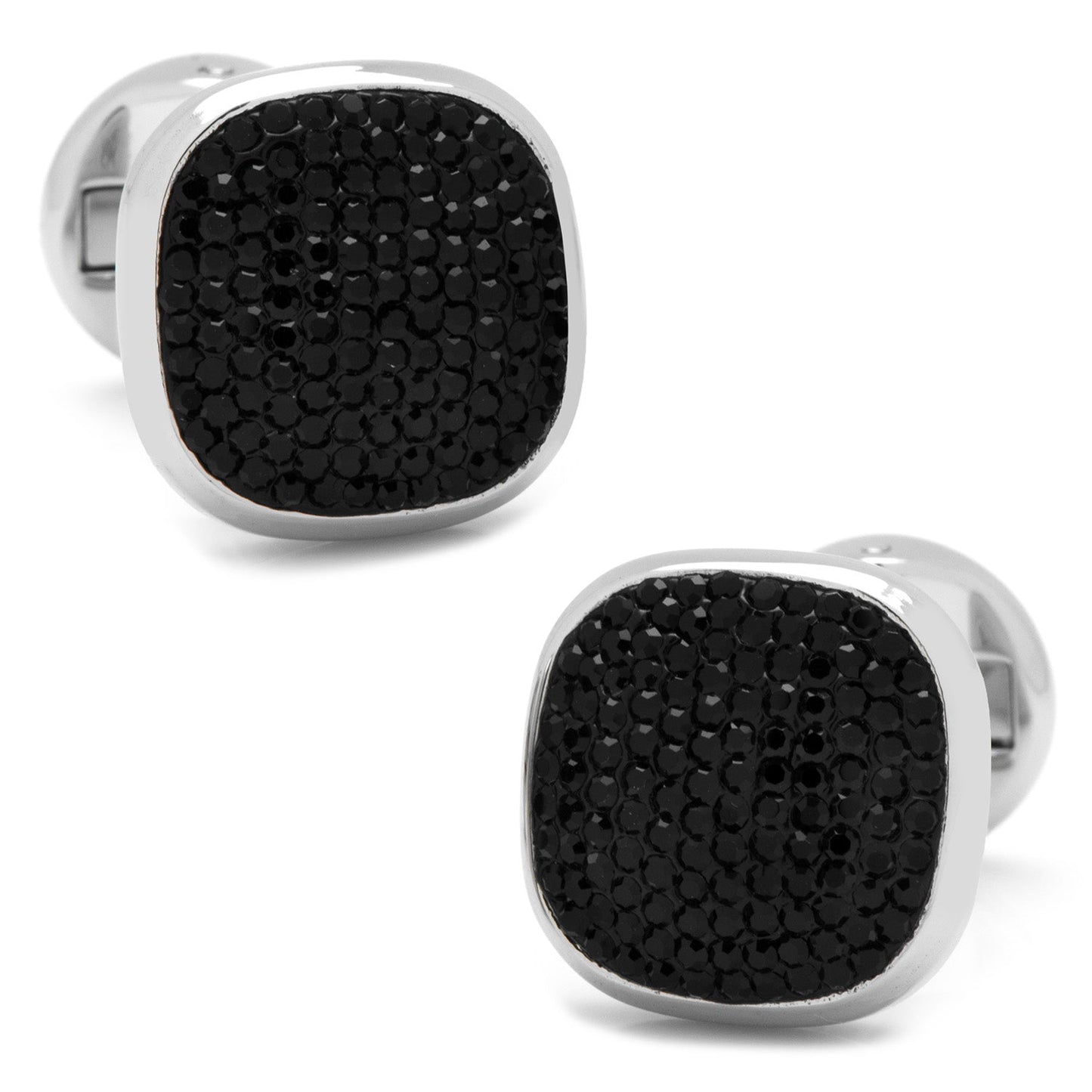 Gemelos de acero inoxidable con pavé de cristal negro