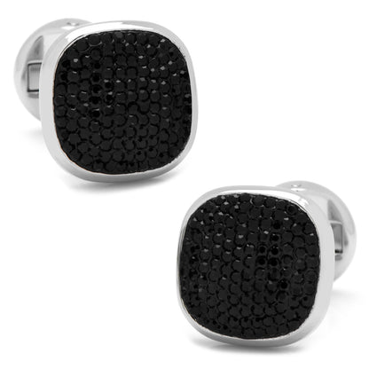 Gemelos de acero inoxidable con pavé de cristal negro