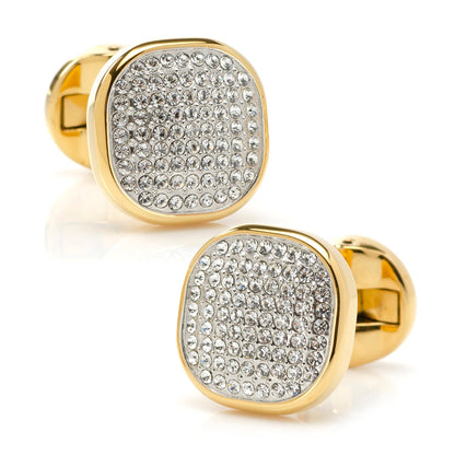 Juego de 5 pendientes de acero inoxidable dorado con pavé de cristal blanco
