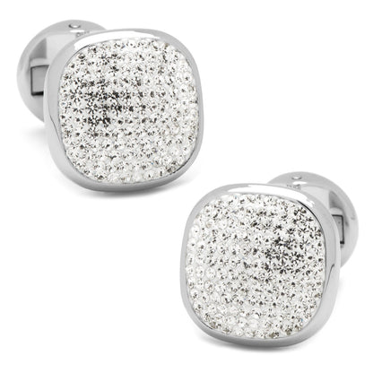 Stainless Steel White Pave Crystal Cufflinks
