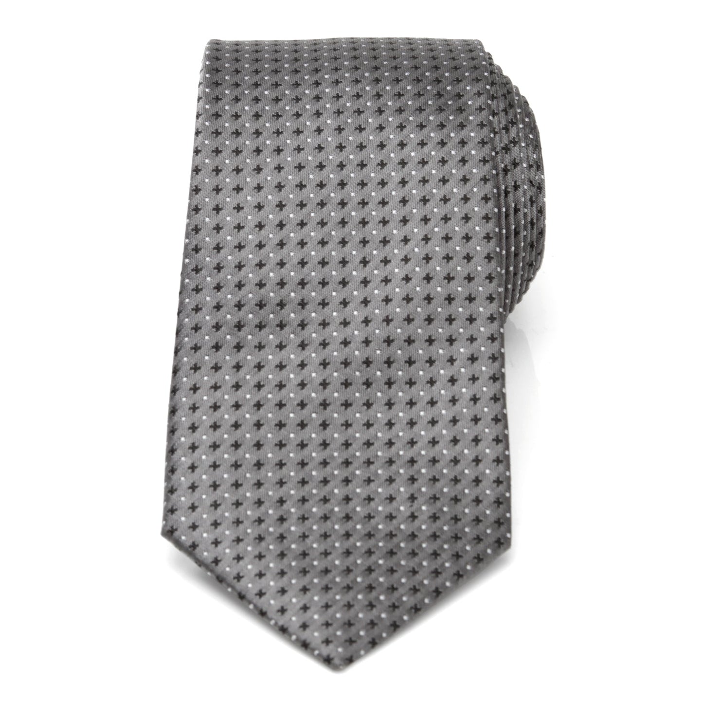 Corbata de hombre a rayas grises y puntos