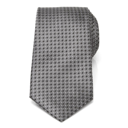 Corbata de hombre a rayas grises y puntos