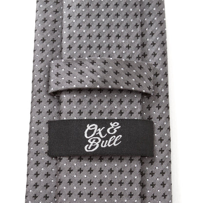 Corbata de hombre a rayas grises y puntos