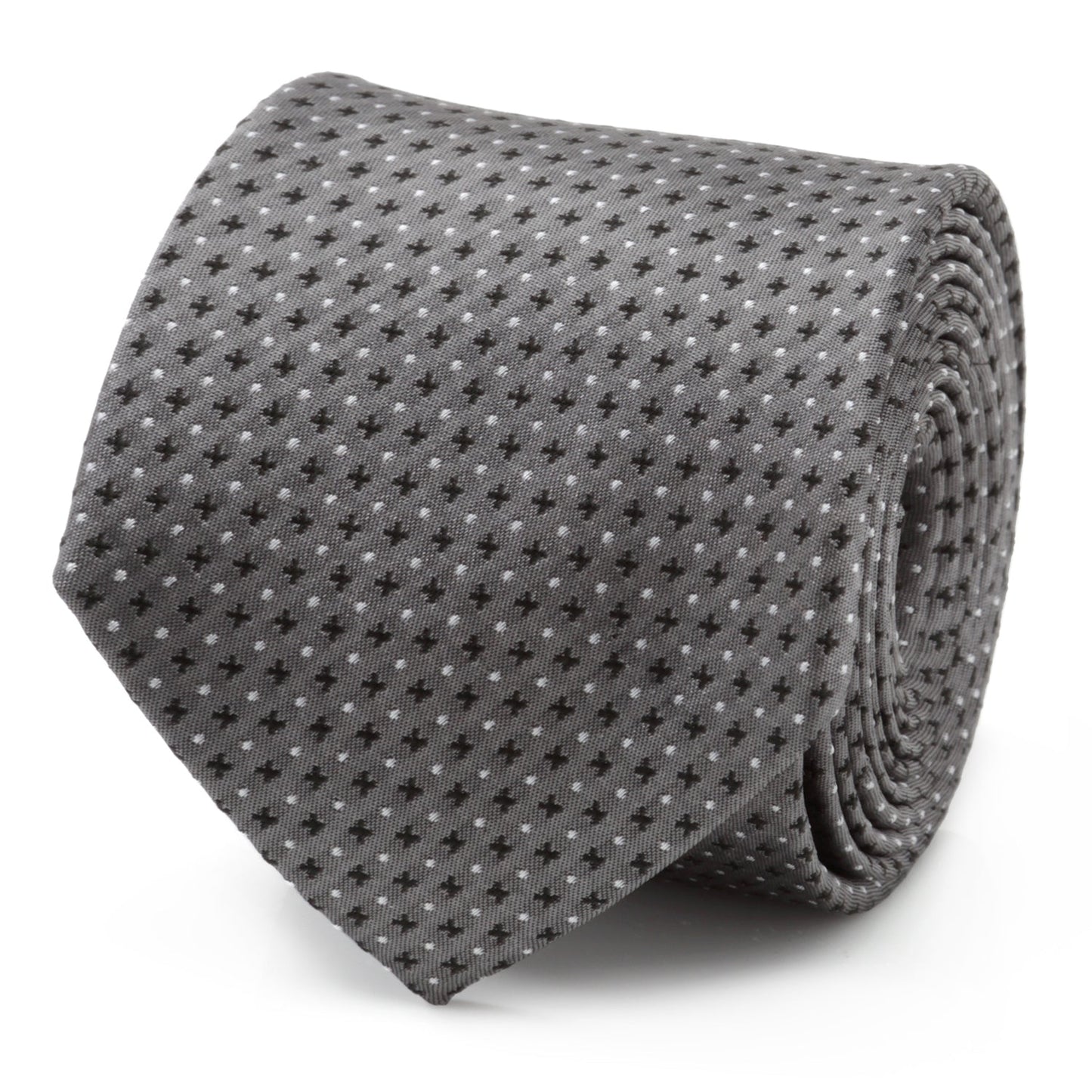 Corbata de hombre a rayas grises y puntos