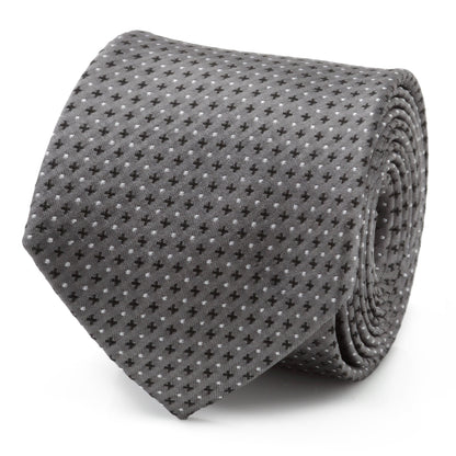 Corbata de hombre a rayas grises y puntos