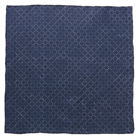 Pañuelo de bolsillo de seda azul marino con diseño de rombos
