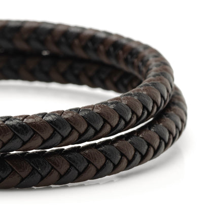 Black and Brown Braided Leather Bracelet with Gunmetal Stainless Steel Magnetic Clasp - My Men's Shop