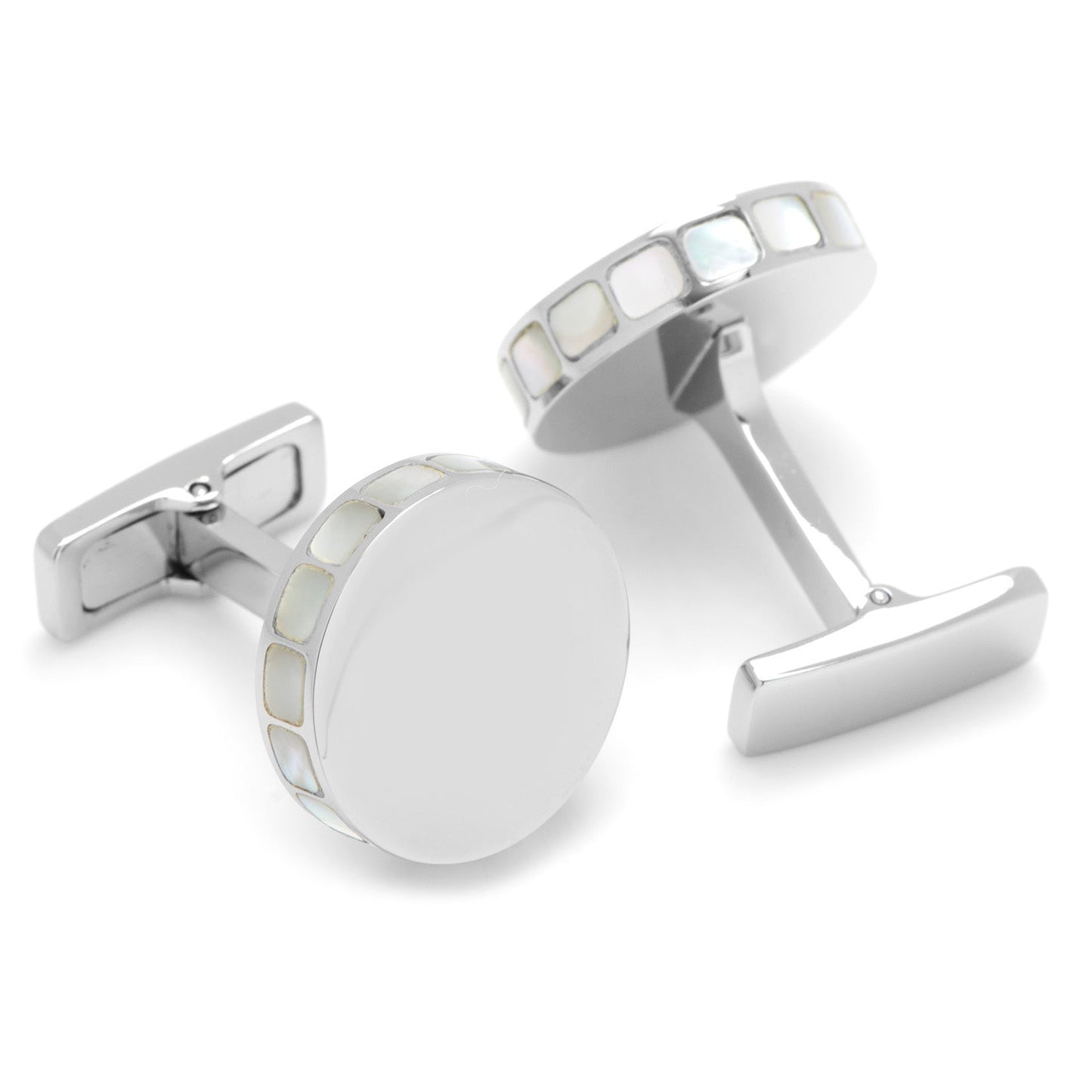 Stainless Steel Mother of Pearl Mosaic Engravable Cufflinks - My Men's Shop