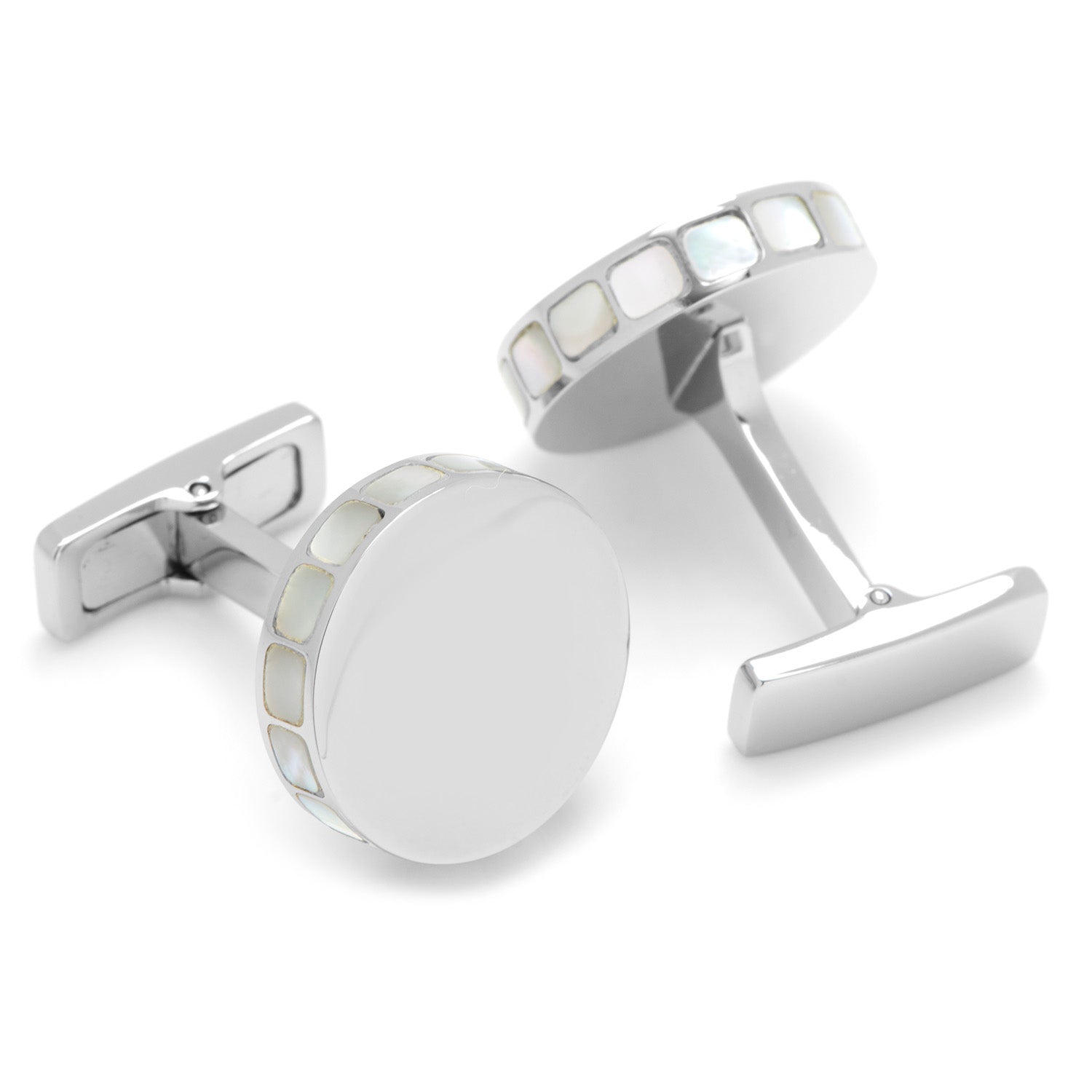 Stainless Steel Mother of Pearl Mosaic Engravable Cufflinks - My Men's Shop