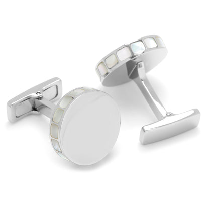Stainless Steel Mother of Pearl Mosaic Engravable Cufflinks - My Men's Shop