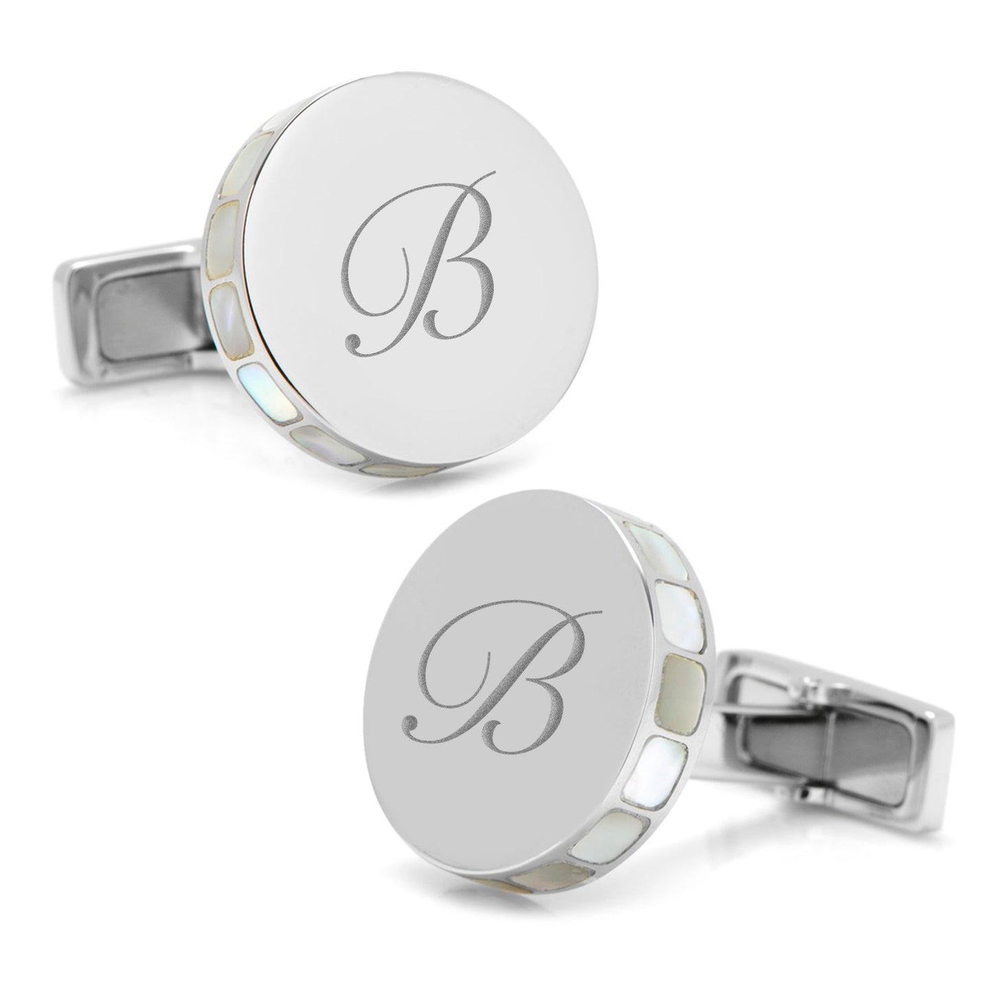 Stainless Steel Mother of Pearl Mosaic Engravable Cufflinks - My Men's Shop