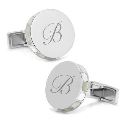 Stainless Steel Mother of Pearl Mosaic Engravable Cufflinks - My Men's Shop