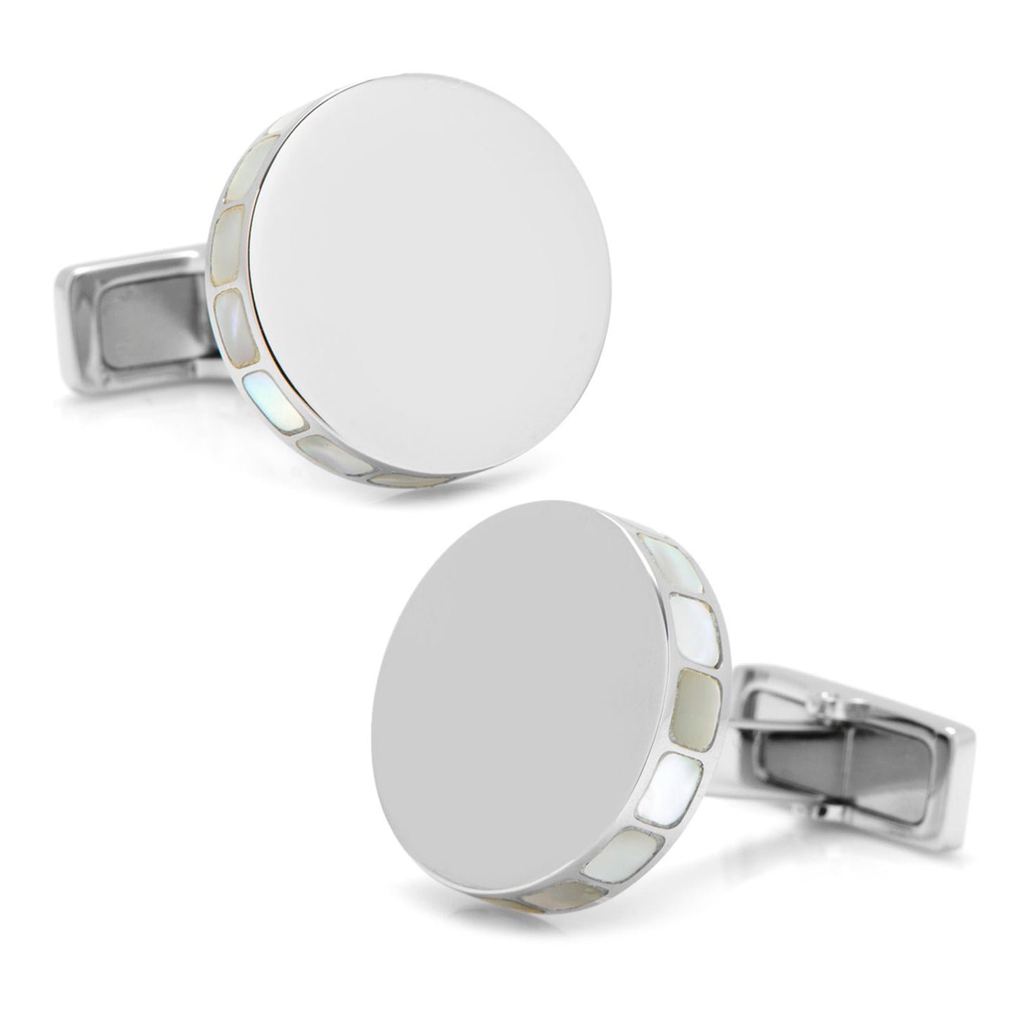 Stainless Steel Mother of Pearl Mosaic Engravable Cufflinks - My Men's Shop