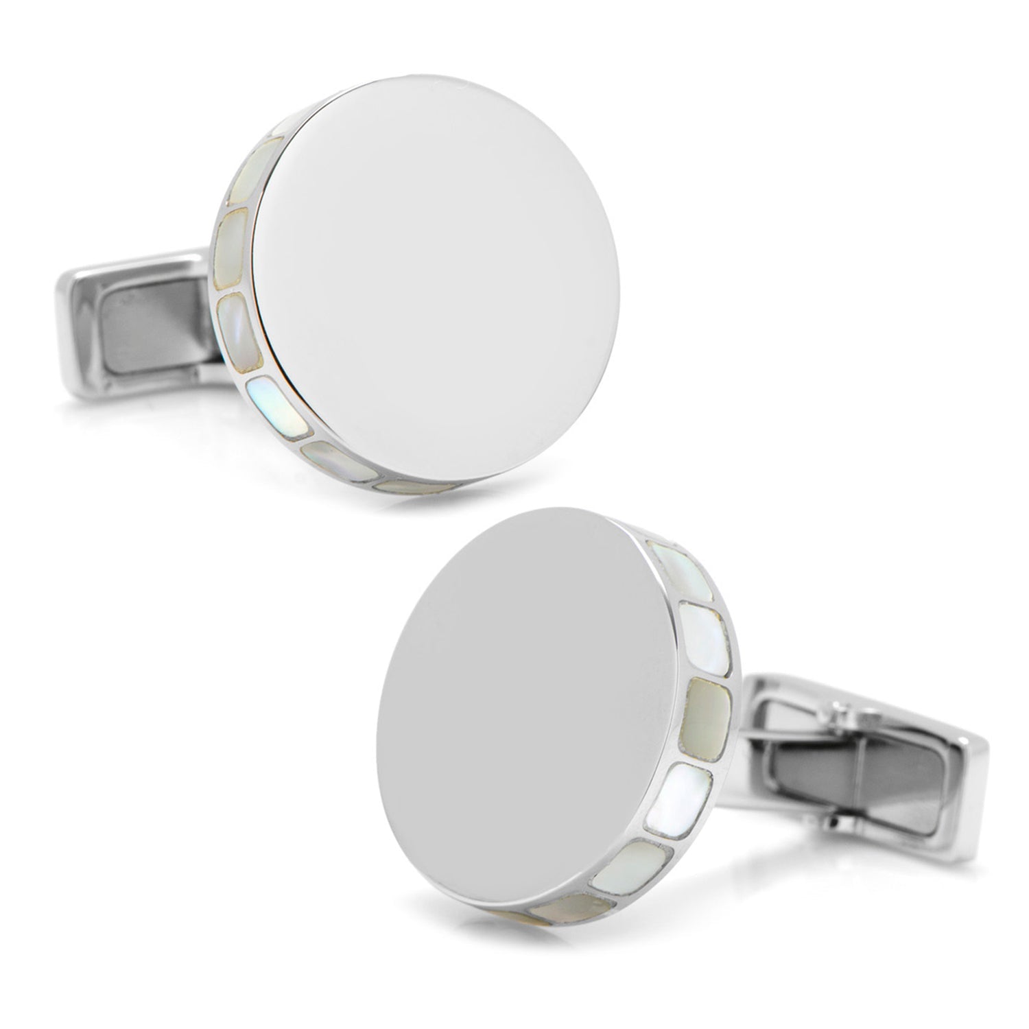 Stainless Steel Mother of Pearl Mosaic Engravable Cufflinks - My Men's Shop