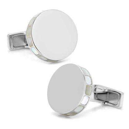 Stainless Steel Mother of Pearl Mosaic Engravable Cufflinks - My Men's Shop