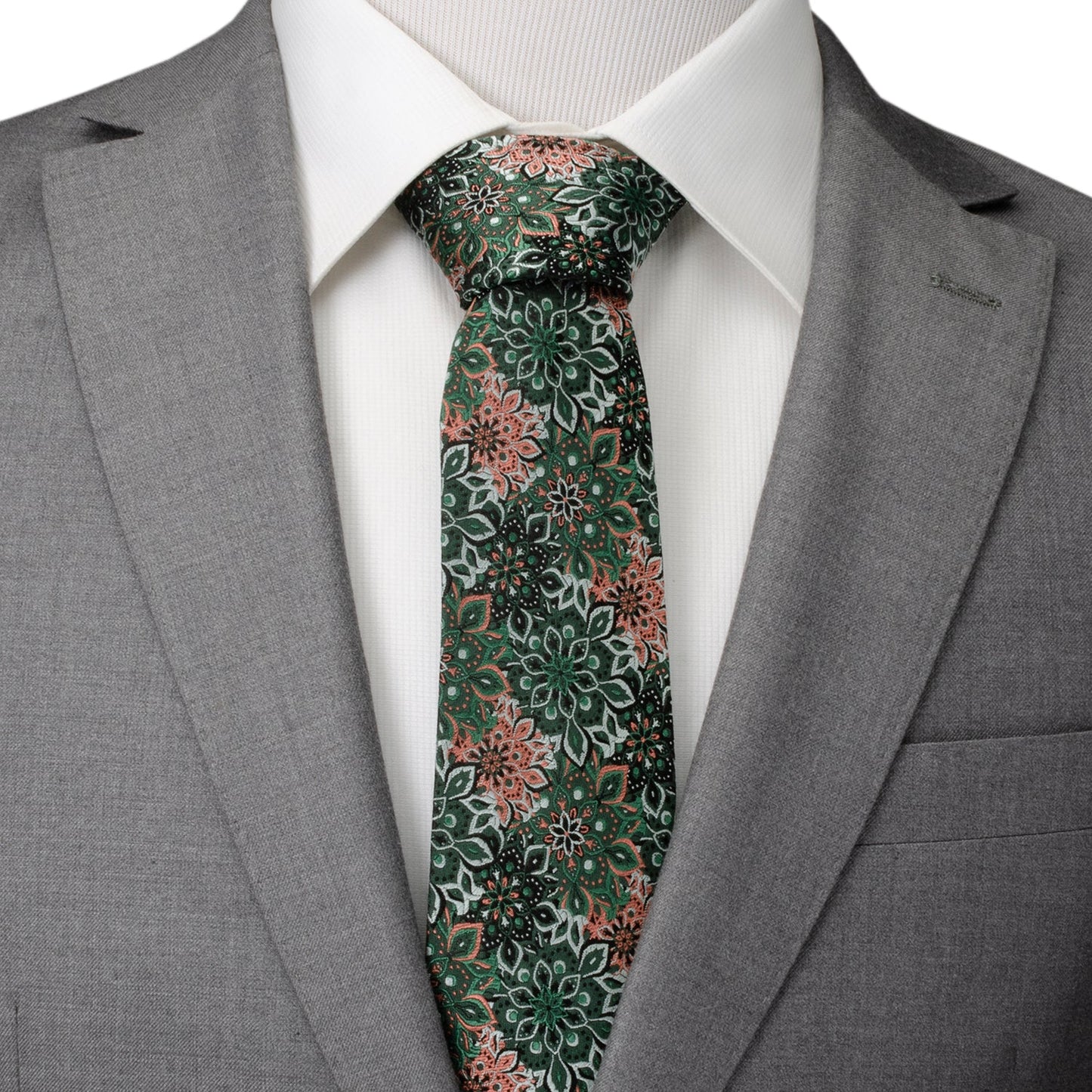 Corbata de hombre Kaleido Coral Floral Acentuada