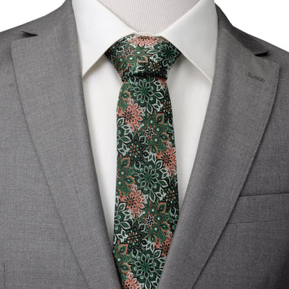 Corbata de hombre Kaleido Coral Floral Acentuada