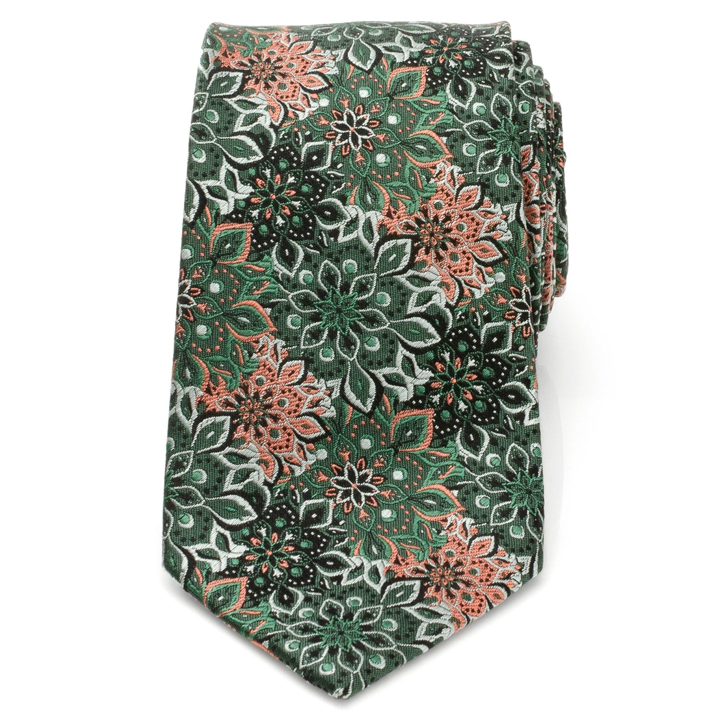 Corbata de hombre Kaleido Coral Floral Acentuada