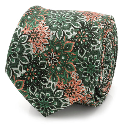 Corbata de hombre Kaleido Coral Floral Acentuada