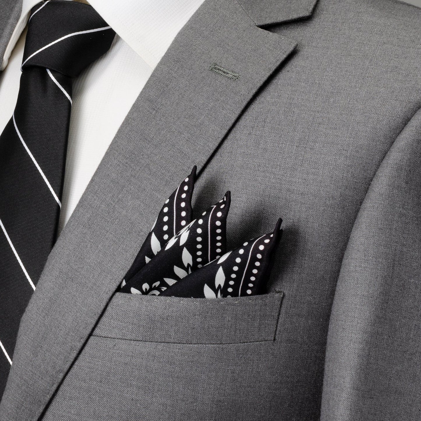 Black/White Men's Silk Pocket Square - My Men's Shop