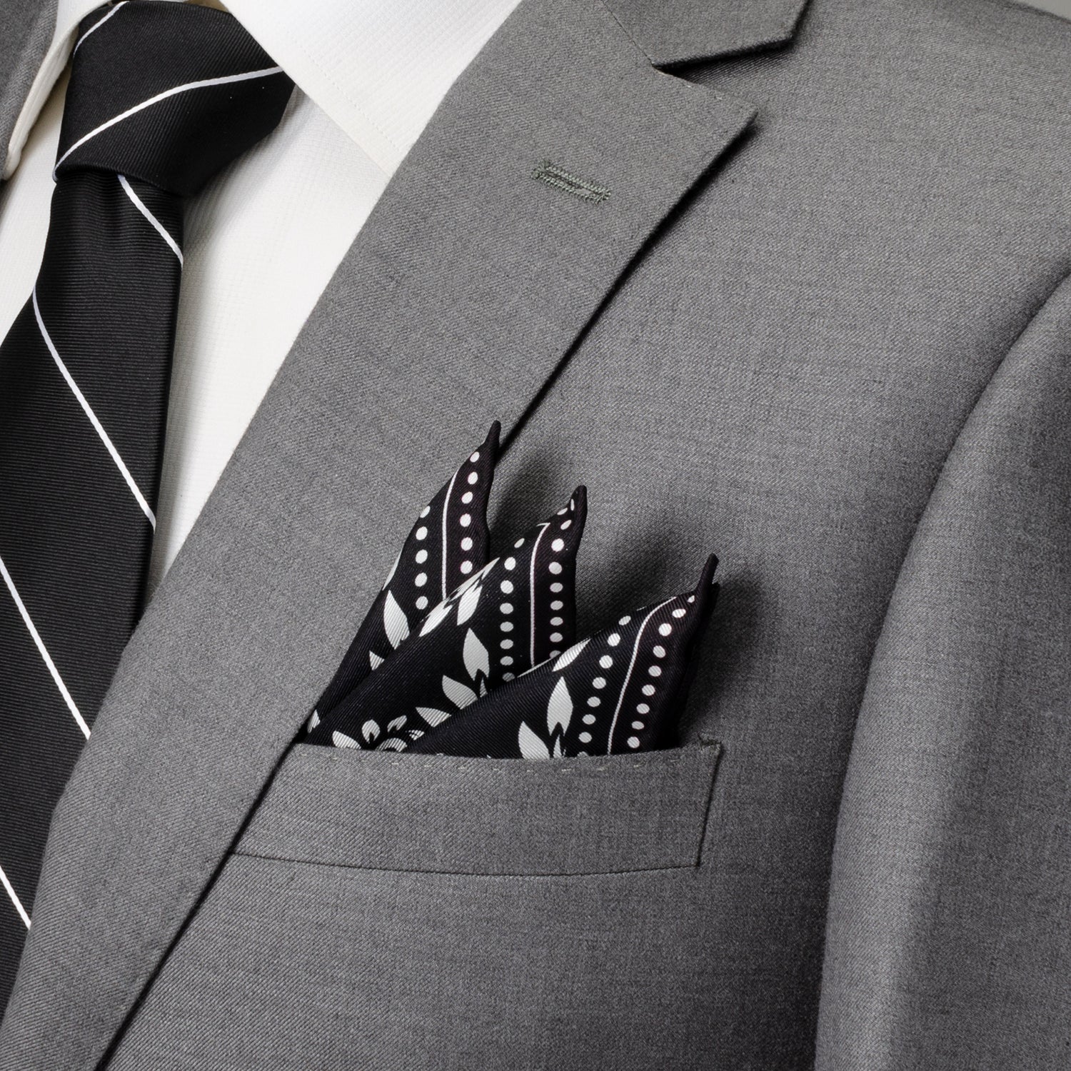 Black/White Men's Silk Pocket Square - My Men's Shop