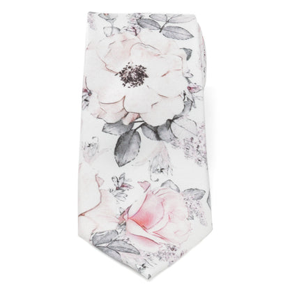Corbata de seda gris con estampado floral pintado para hombre