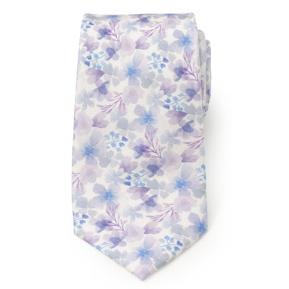Corbata de seda para hombre con estampado de mezcla de lavanda en acuarela