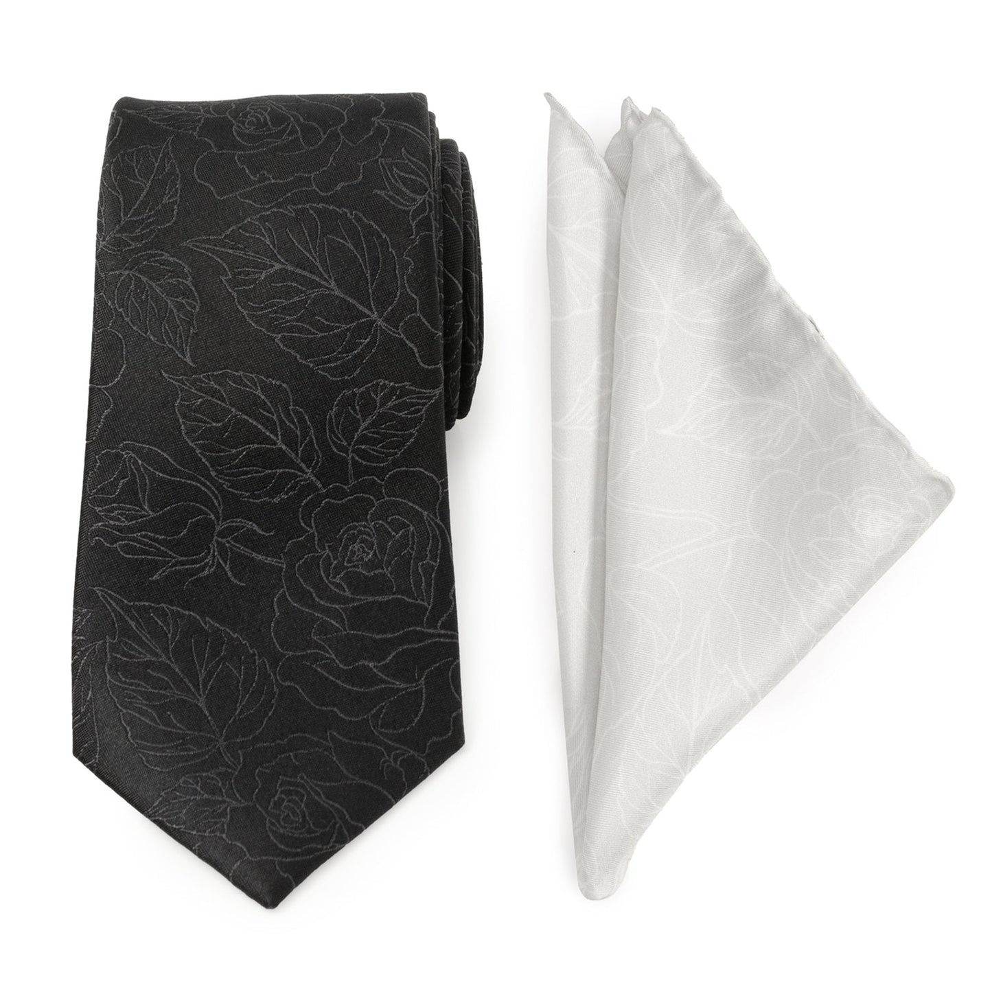 Black Floral Tie and Pocket Square Gift Set - My Men's Shop