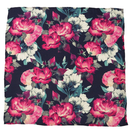 Pañuelo de bolsillo azul marino con estampado floral