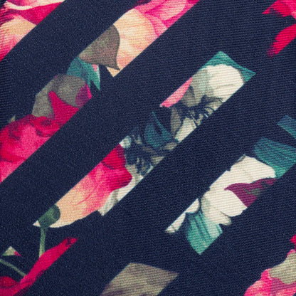 Corbata de seda para hombre con rayas y diseño floral pintado