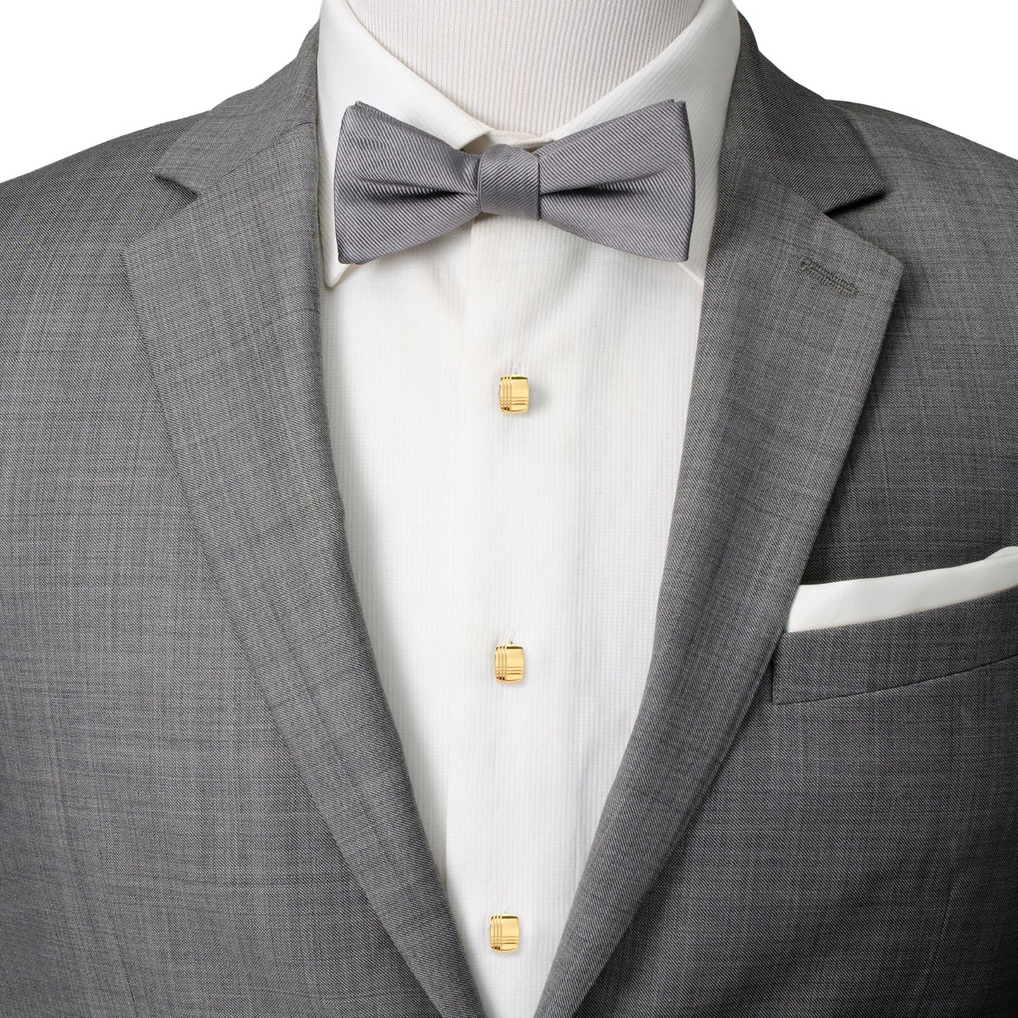 Stainless Steel Gold Tartan Plaid 5-Studs - My Men's Shop